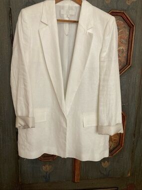 Zara Ivory Linen Blazer Jacket